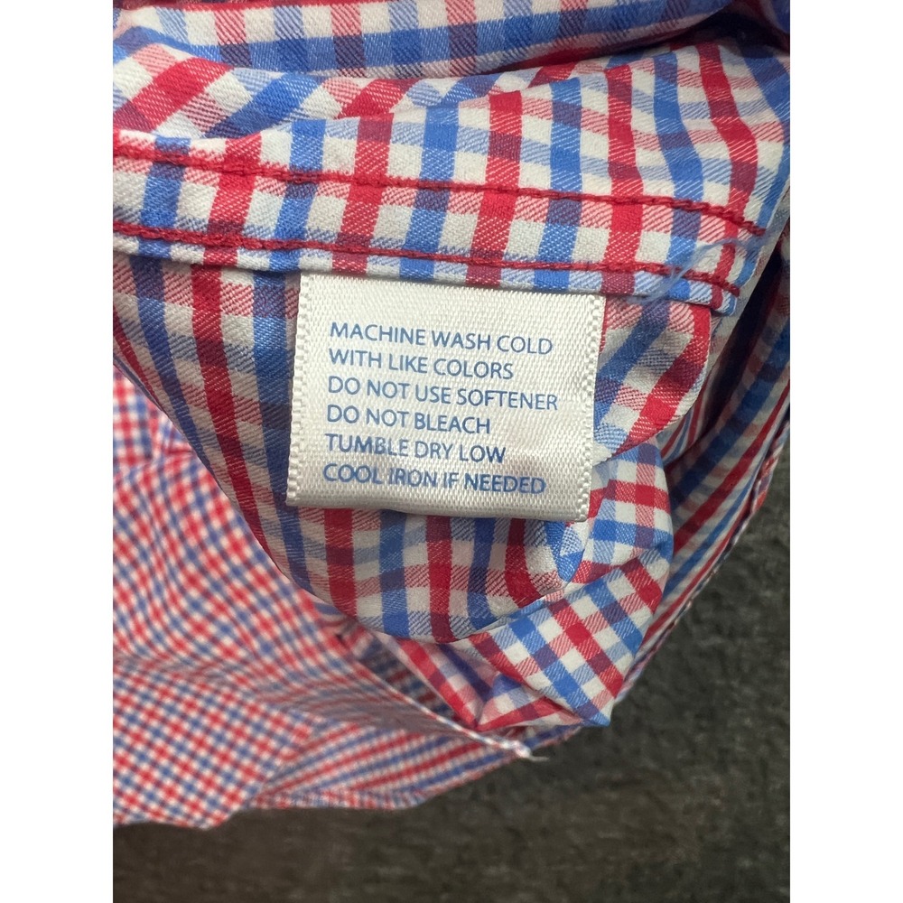 Southern Tide Intercoastal Mens Small Red Blue Gingham Stretch Button Down Shirt - Picture 7 of 12
